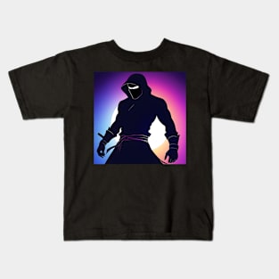 Ninja silhouette with moon Kids T-Shirt